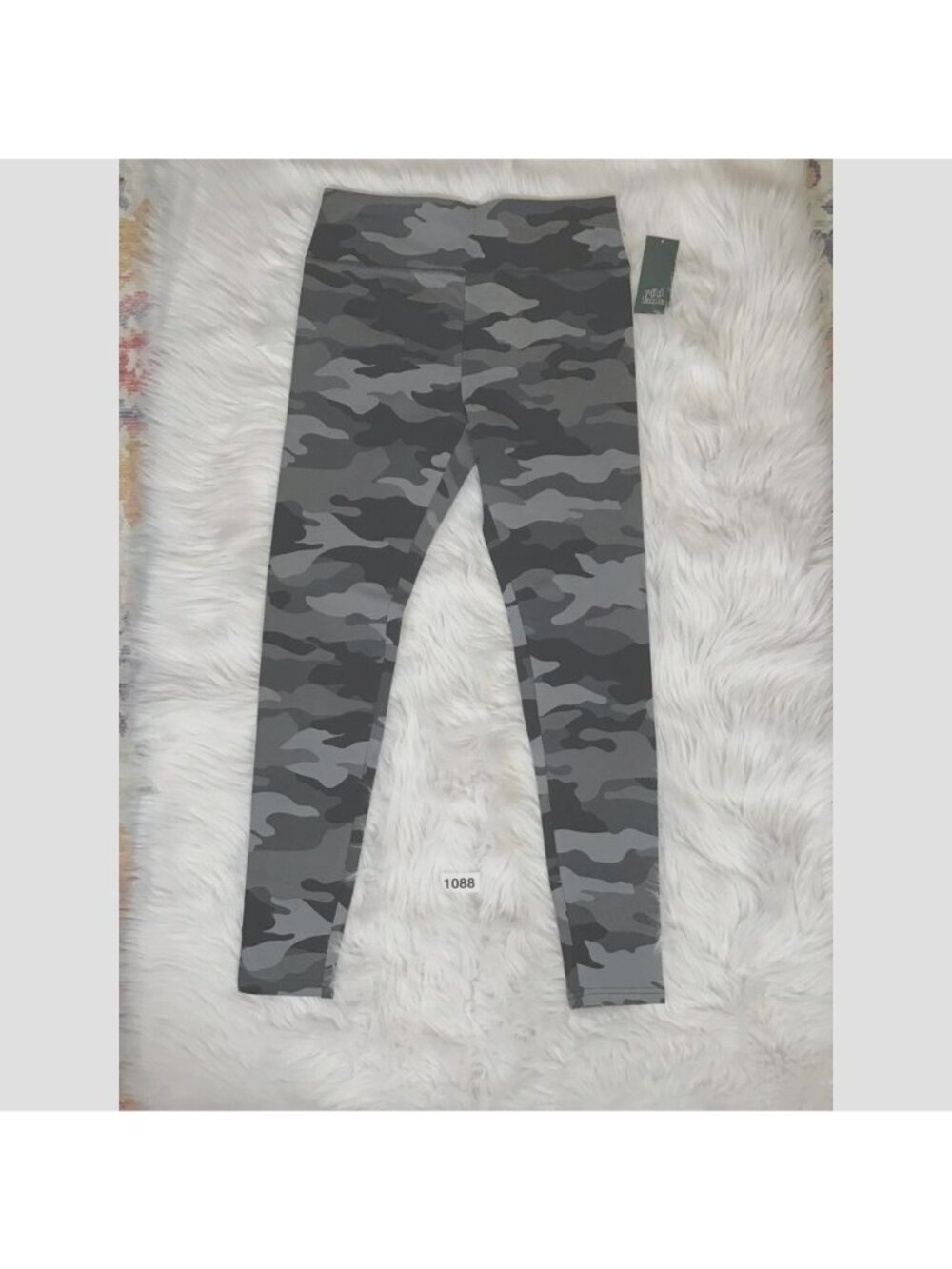Wild Fable Womens Leggings Black Med Gray Mid Rise Camo Stretch Full Length New - Picture 2 of 6